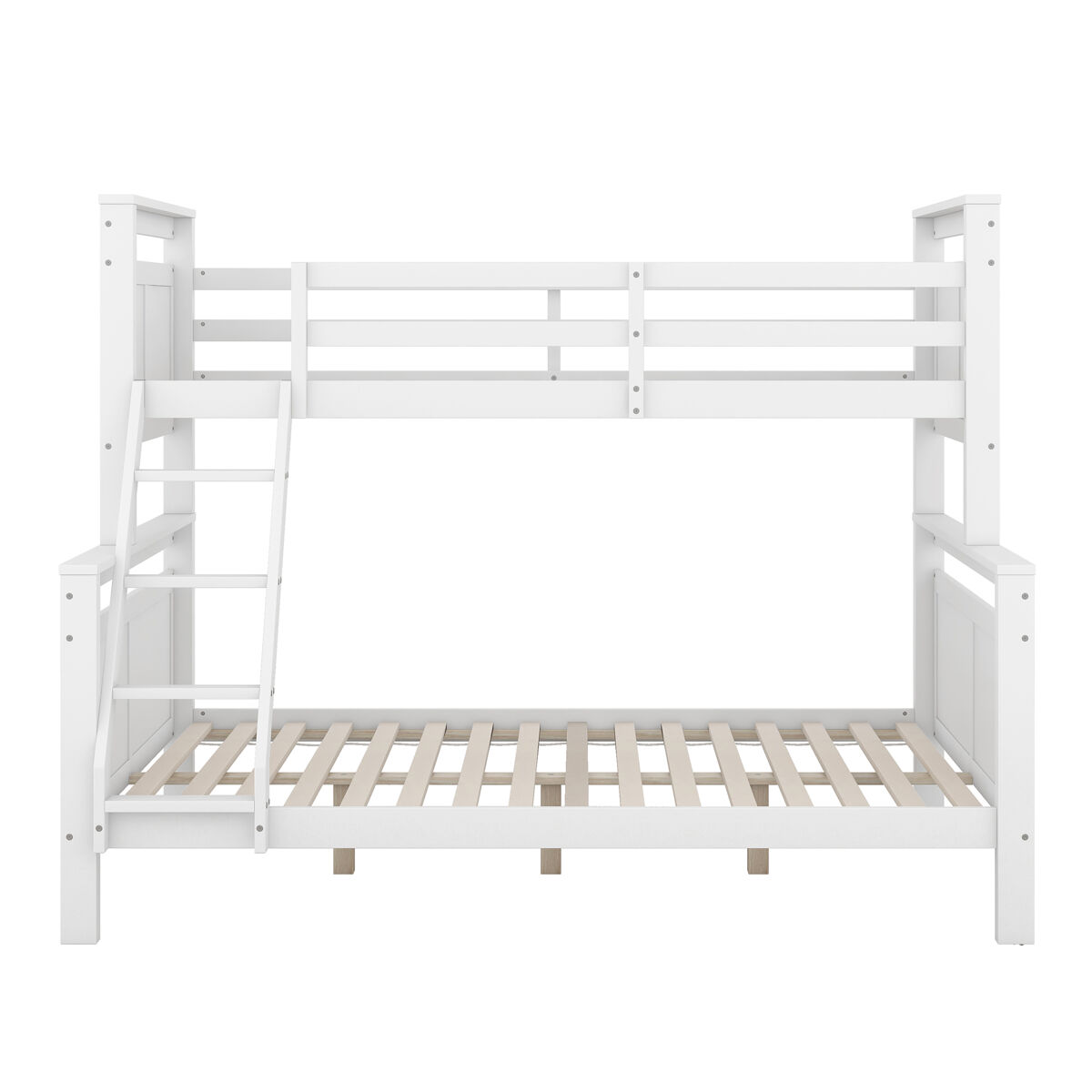 litera de madera 90140x200 cm - con escalera y barandilla de seguridad convertible en 2 camas separadas - blanca