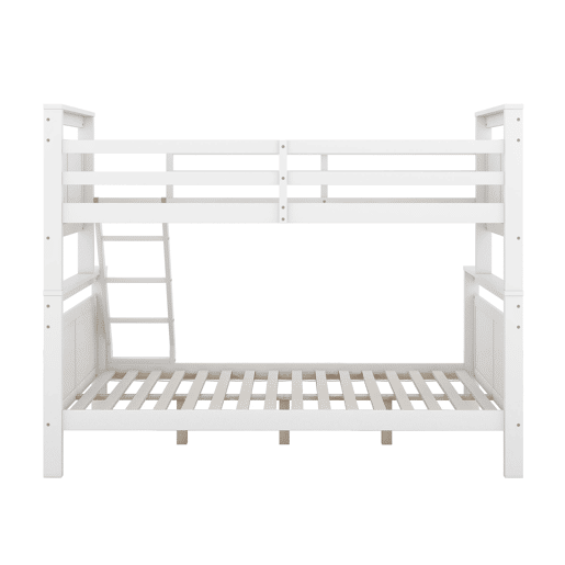 Beliche de madeira 90(140)x200 cm - com escada e corrimão de segurança, convertível em 2 camas separadas - branco