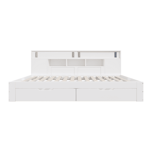 Cama infantil tipo sofá-cama 90x200 - individual multifuncional com gavetas, estante e arrumação - branco