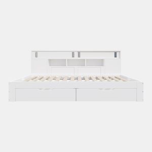 Cama infantil tipo sofá-cama 90x200 - individual multifuncional com gavetas, estante e arrumação - branco