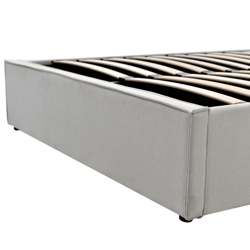 Cama de casal hidráulica 140x200 - com estrado de metal e arrumação - Cinza claro