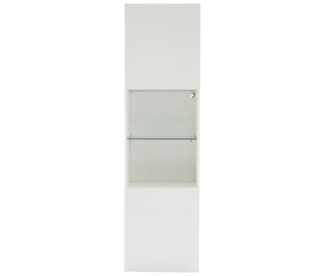 Vitrina alta 45x35x160 cm - con led, 1 estante de cristal - blanca