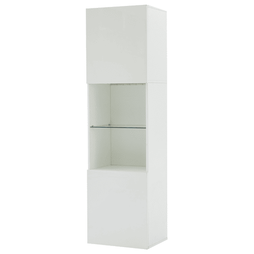Vitrine alta 45x35x160 cm - com LED, 1 prateleira de vidro - branca