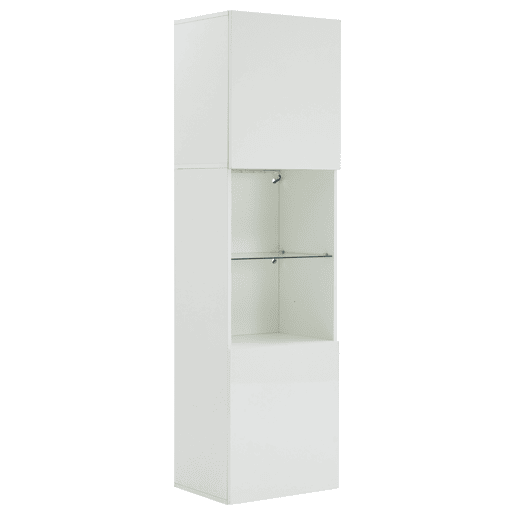 Vitrine alta 45x35x160 cm - com LED, 1 prateleira de vidro - branca