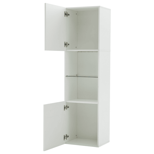Vitrine alta 45x35x160 cm - com LED, 1 prateleira de vidro - branca