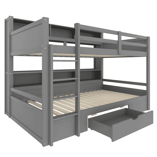Litera 90x200 cm - com gavetas, com compartimentos de arrumação, sem colchão - Cinza