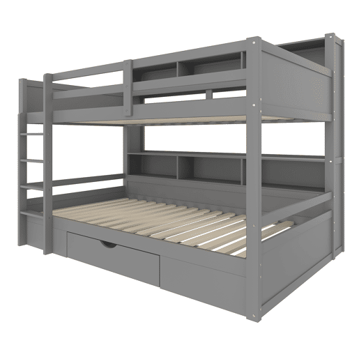 Litera 90x200 cm - com gavetas, com compartimentos de arrumação, sem colchão - Cinza