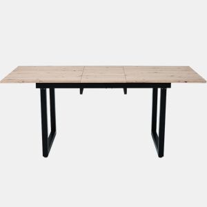 Mesa de jantar extensível 1401808075 - estilo industrial, retangular, mesa de café moderna, ferro, MDF, aparência carvalho + preto