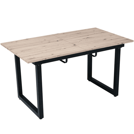 Mesa de jantar extensível 1401808075 - estilo industrial, retangular, mesa de café moderna, ferro, MDF, aparência carvalho + preto