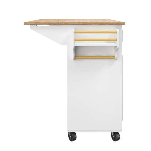 Ilha de cozinha 110x45-75x92 cm - Moderna, com armário de cozinha, carrinho de serviço removível, com design vintage, mesa multifuncional com arrumação - Branco