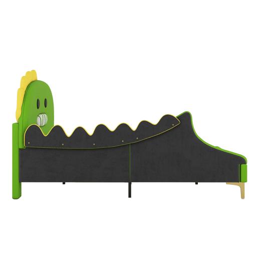 Cama infantil 140x200cm - Forma de dinossauro, cama plana, material PU - Verde