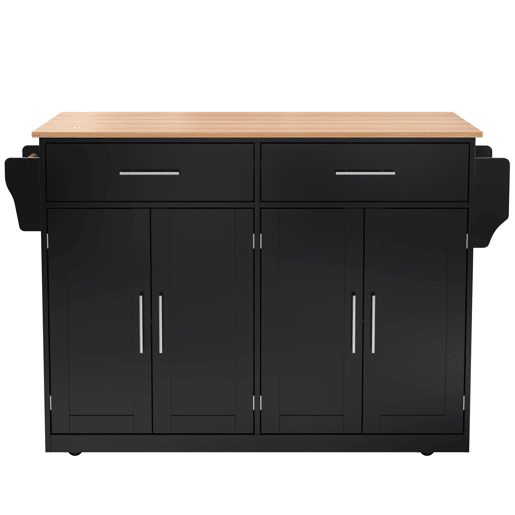 Carrinho de serviço 120x46(70)x91 cm - com mesa dobrável, rodas e pés de madeira intercambiáveis - Preto