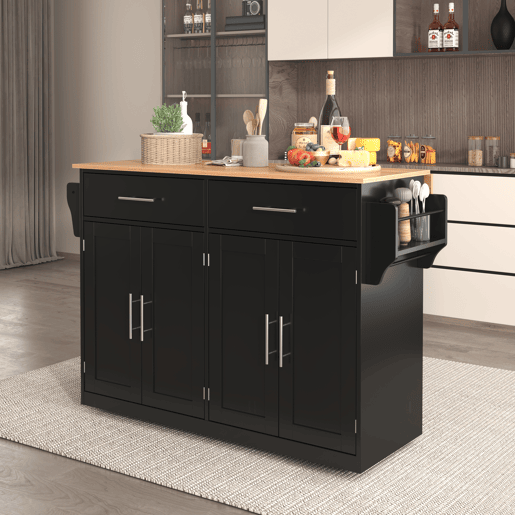 Carrinho de serviço 120x46(70)x91 cm - com mesa dobrável, rodas e pés de madeira intercambiáveis - Preto