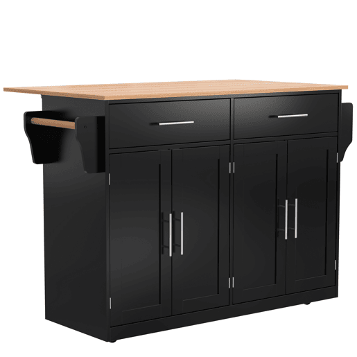 Carrinho de serviço 120x46(70)x91 cm - com mesa dobrável, rodas e pés de madeira intercambiáveis - Preto