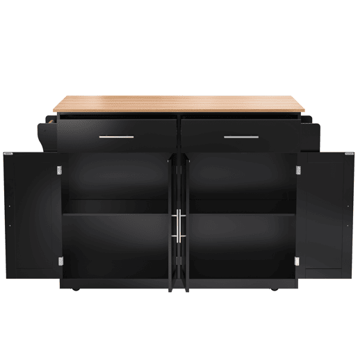 Carrinho de serviço 120x46(70)x91 cm - com mesa dobrável, rodas e pés de madeira intercambiáveis - Preto