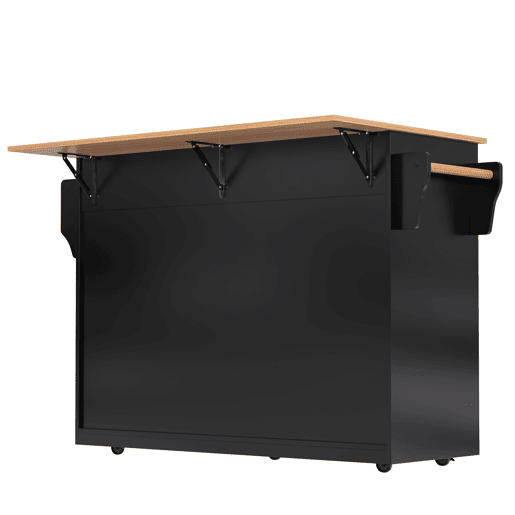 Carrinho de serviço 120x46(70)x91 cm - com mesa dobrável, rodas e pés de madeira intercambiáveis - Preto