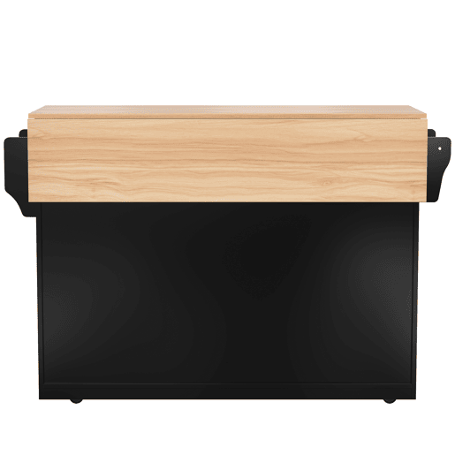 Carrinho de serviço 120x46(70)x91 cm - com mesa dobrável, rodas e pés de madeira intercambiáveis - Preto