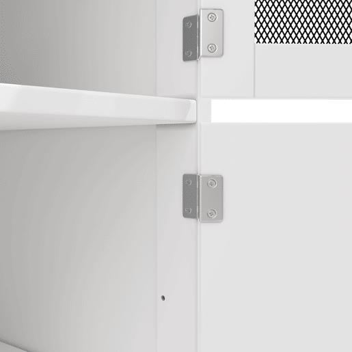 Ilha de cozinha - com superfície de trabalho, armário buffet, portas tridimensionais, com prateleiras ajustáveis, branco