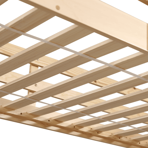 Beliche 90x200 - Escada em ângulo reto, corrimão e porta, proteção contra quedas, espaço livre por baixo - Natural