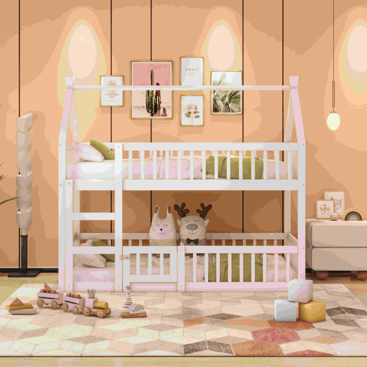 Beliche infantil 90x200 - Beliche com escada, design loft, estrutura em madeira maciça - Branco Beliche infantil 90x200 - Beliche com escada, design loft, estrutura em madeira maciça - Branco