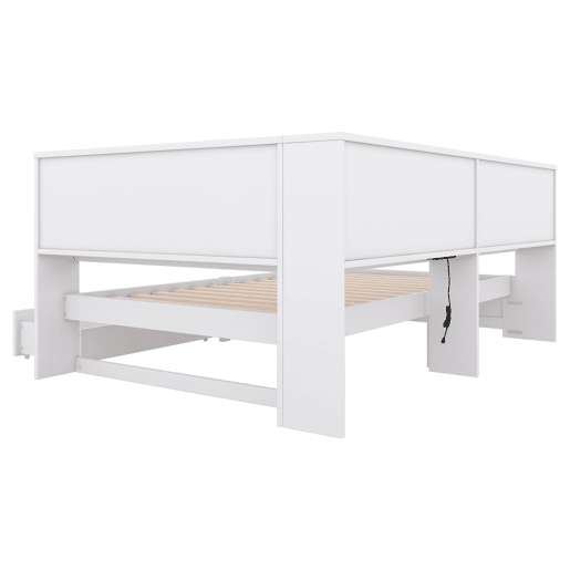 Cama de dia 90x200cm - Sofá-cama, com duas gavetas, tomada e 2 portas USB, com estrado (sem colchão) - Branco