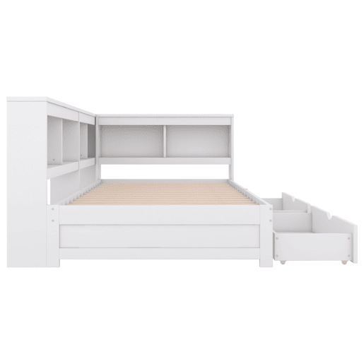 Cama de dia 90x200cm - Sofá-cama, com duas gavetas, tomada e 2 portas USB, com estrado (sem colchão) - Branco