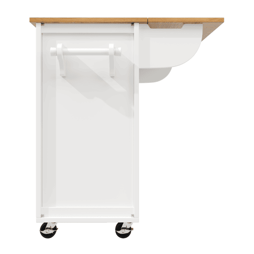 Ilha de cozinha 120x73x92 cm - Buffetschrank, cozinha com bancada dobrável, prateleira para toalhas, prateleira para especiarias, prateleira para vinho e prateleiras ajustáveis - branco