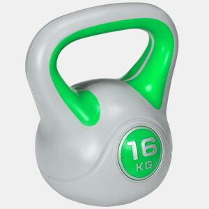 SPORTNOW Kettlebell 16 kg Peso Russo com Revestimento de PU e Enchimento de Areia para Treinamento em Casa Ginásio 26x18x32 cm Verde e Cinza