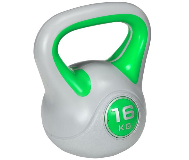 Sportnow pesa rusa 16 kg, kettlebell revestimiento de pu y relleno de arena, mango ancho, para entrenamiento culturismo, en casa, gimnasio, verde y