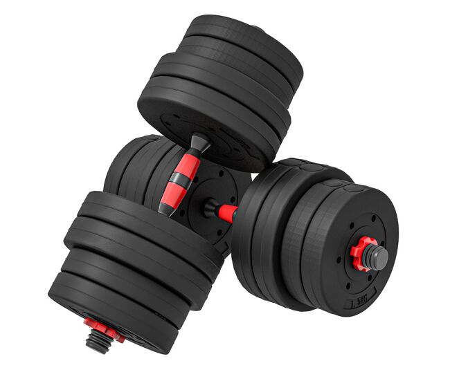 Homcom juego de mancuernas ajustables, 4 en 1, 30kg, juego de pesas con barra de conexión y mango antideslizante, pesas y mancuernas para hombres y mujeres, ejercicio de fitness, casa gimnasio