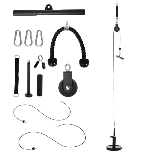 SPORTNOW Sistema de Polia de Ginásio para Casa Sistema de Cabo de Peso para Tração Curl de Bíceps Tríceps Treino de Braço Ombros e Costas Preto
