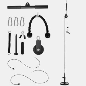 SPORTNOW Sistema de Polia de Ginásio para Casa Sistema de Cabo de Peso para Tração Curl de Bíceps Tríceps Treino de Braço Ombros e Costas Preto