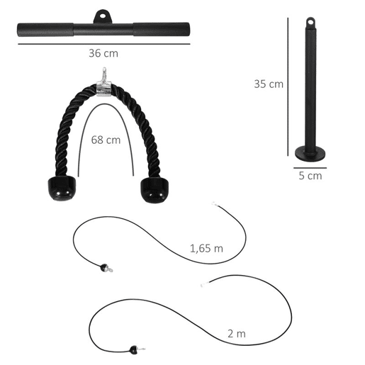 SPORTNOW Sistema de Polia de Ginásio para Casa Sistema de Cabo de Peso para Tração Curl de Bíceps Tríceps Treino de Braço Ombros e Costas Preto