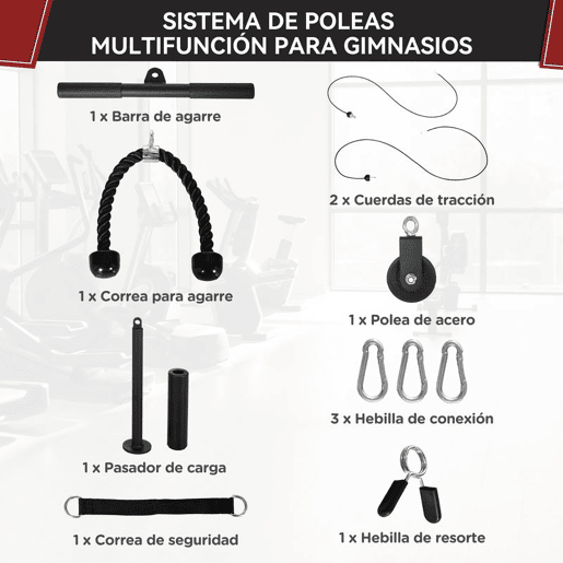 SPORTNOW Sistema de Polia de Ginásio para Casa Sistema de Cabo de Peso para Tração Curl de Bíceps Tríceps Treino de Braço Ombros e Costas Preto