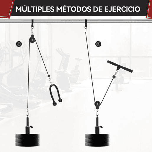SPORTNOW Sistema de Polia de Ginásio para Casa Sistema de Cabo de Peso para Tração Curl de Bíceps Tríceps Treino de Braço Ombros e Costas Preto