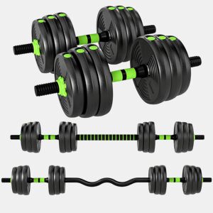 SPORTNOW Conjunto de Halteres Ajustáveis 3 em 1 20 kg Conjunto de Pesos com Barras de Conexão e Pegas Antiderrapantes Pesos e Halteres para Exercício de Fitness Ginásio em Casa