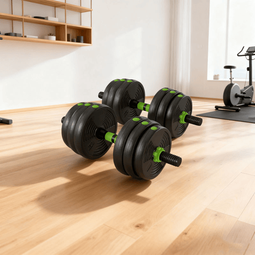 SPORTNOW Conjunto de Halteres Ajustáveis 3 em 1 20 kg Conjunto de Pesos com Barras de Conexão e Pegas Antiderrapantes Pesos e Halteres para Exercício de Fitness Ginásio em Casa