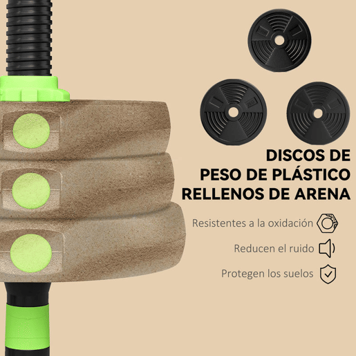 SPORTNOW Conjunto de Halteres Ajustáveis 3 em 1 20 kg Conjunto de Pesos com Barras de Conexão e Pegas Antiderrapantes Pesos e Halteres para Exercício de Fitness Ginásio em Casa