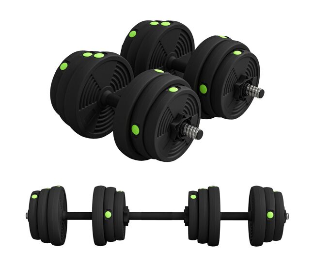Sportnow juego de mancuernas ajustables 2 en 1, 25kg, juego de pesas con barra de conexión y mango antideslizante, pesas y mancuernas para hombres y mujeres, ejercicio de fitness, casa gimnasio