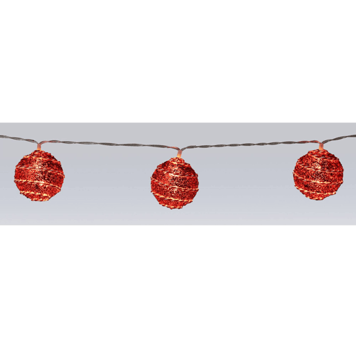 10 luzes de Natal LED com bolas decorativas em vermelho e branco 10 luzes de Natal LED com bolas decorativas em vermelho e branco