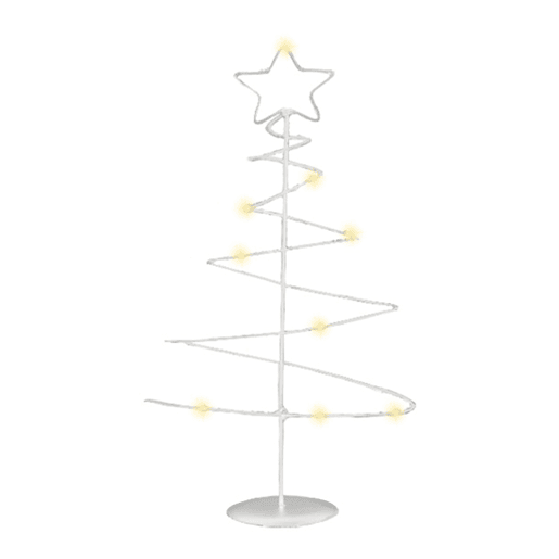 Árvore de Natal decorativa de metal branco Well Home com estrela e 46 luzes LED e temporizador 53x24x10cm
