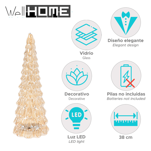 Árvore de Natal Well Home com decoração de LED e cabo de metal