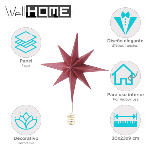 Estrela de Papel Well Home para Árvore de Natal (30 cm)