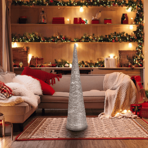 Árvore em formato de cone Well Home com 40 luzes LED brancas quentes 76,5x20x20cm