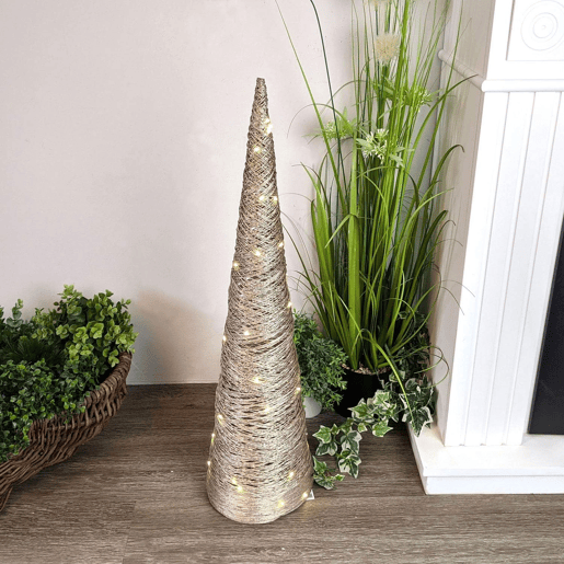 Árvore em formato de cone Well Home com 40 luzes LED brancas quentes 76,5x20x20cm