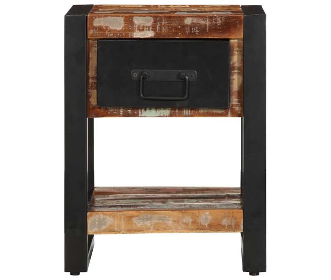 Mesita de noche - mesilla de noche multicolor 35x34x45 cm madera maciza reciclada