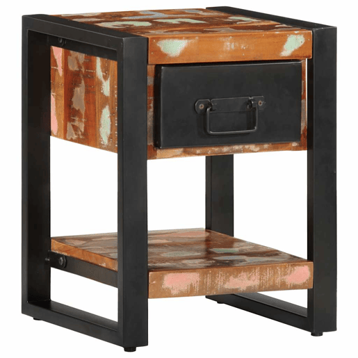 Mesa De Cabeceira - Mesinha De Cabeceira multicor 35x34x45cm madeira maciça recuperada Mesa De Cabeceira - Mesinha De Cabeceira multicor 35x34x45cm madeira maciça recuperada