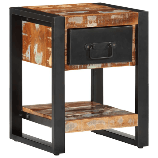 Mesa De Cabeceira - Mesinha De Cabeceira multicor 35x34x45cm madeira maciça recuperada Mesa De Cabeceira - Mesinha De Cabeceira multicor 35x34x45cm madeira maciça recuperada