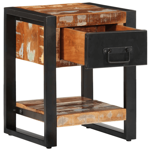 Mesa De Cabeceira - Mesinha De Cabeceira multicor 35x34x45cm madeira maciça recuperada Mesa De Cabeceira - Mesinha De Cabeceira multicor 35x34x45cm madeira maciça recuperada