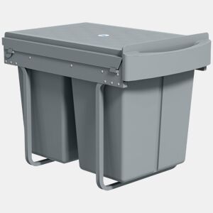 HOMCOM Balde do Lixo Sob o Balcão Caixote do Lixo de Cozinha 2 Contentores de Reciclagem Removíveis 2 x 20 L Deslizamento Suave Pega Tampa com Padrão de Diamante Cinzento